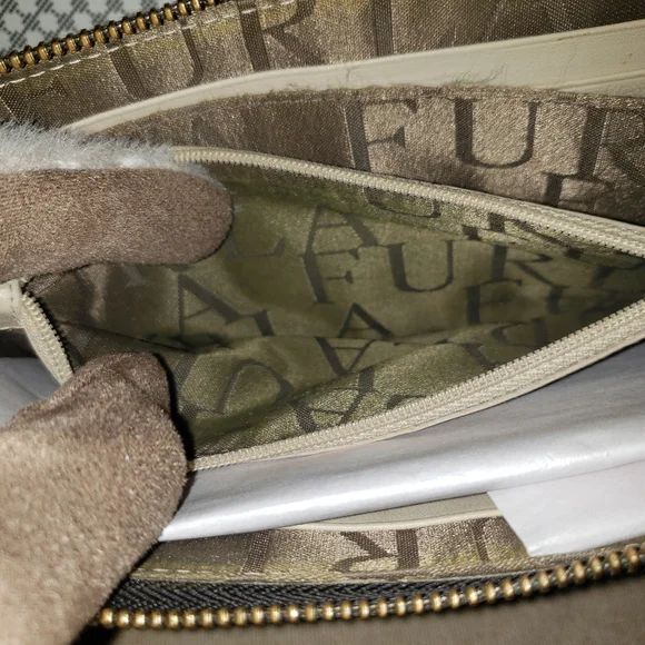 Furla Leopard Print Zip Wallet w/ Gold Hardware, Bow Accent, Dusty & Box - Picture 9 of 12